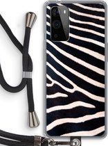 Case Company® - Hoesje met koord geschikt voor OnePlus 9 Pro hoesje met Koord - Zebra - Telefoonhoesje met Zwart Koord - Bescherming aan alle Kanten en Over de Schermrand