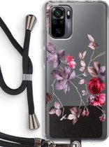 Case Company® - Coque Xiaomi Redmi Note 10 Pro avec cordon - Belles fleurs - Protection de téléphone avec cordon Zwart - Protection sur tous les côtés et sur la lunette de l'écran