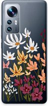 Case Company® - Hoesje geschikt voor Xiaomi 12 Pro hoesje - Painted wildflowers - Soft Cover Telefoonhoesje - Bescherming aan alle Kanten en Schermrand