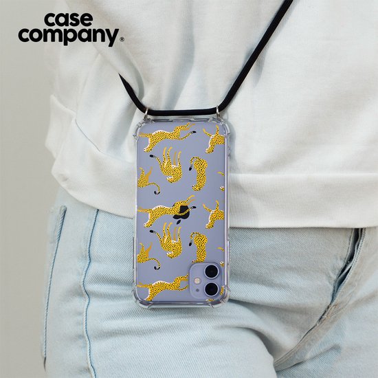 Case Company® - Coque iPhone 13 Pro Max avec cordon - Léopard - Coque pour téléphone avec cordon Zwart - Protection Extra sur tous les côtés et sur le bord de l'écran