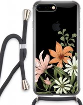 Case Company® - Hoesje met koord geschikt voor iPhone 8 Plus hoesje met Koord - Floral bouquet - Telefoonhoesje met Zwart Koord - Extra Bescherming aan alle Kanten en Over de Schermrand