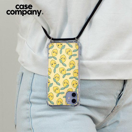 Case Company® - Coque pour iPhone 7 avec cordon - Citrons - Coque pour téléphone avec cordon Zwart - Protection Extra sur tous les côtés et sur le bord de l'écran