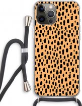 Case Company® - Hoesje met koord geschikt voor iPhone 12 Pro hoesje met Koord - Panter - Telefoonhoesje met Zwart Koord - Extra Bescherming aan alle Kanten en Over de Schermrand