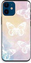 Case Company® - Hoesje geschikt voor iPhone 12 mini hoesje - White butterfly - Biologisch Afbreekbaar Telefoonhoesje - Bescherming alle Kanten en Schermrand