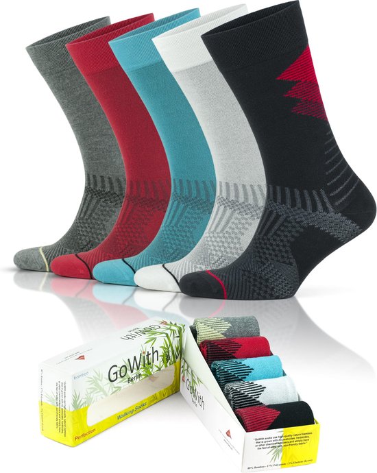 GoWith-5 paar-bamboe sokken-half hoge sokken-hardloop sokken-naadloze sokken-cadeau sokken-maat 40-44