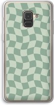 Case Company® - Hoesje geschikt voor Samsung Galaxy A8 (2018) hoesje - Grid Groen - Soft Cover Telefoonhoesje - Bescherming aan alle Kanten en Schermrand