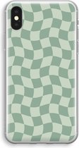 Case Company® - Hoesje geschikt voor iPhone XS hoesje - Grid Groen - Soft Cover Telefoonhoesje - Bescherming aan alle Kanten en Schermrand