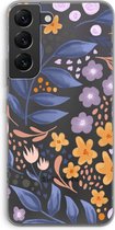 Case Company® - Hoesje geschikt voor Samsung Galaxy S22 hoesje - Flowers with blue leaves - Soft Cover Telefoonhoesje - Bescherming aan alle Kanten en Schermrand