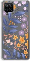 Case Company® - Samsung Galaxy A12 hoesje - Flowers with blue leaves - Soft Cover Telefoonhoesje - Bescherming aan alle Kanten en Schermrand