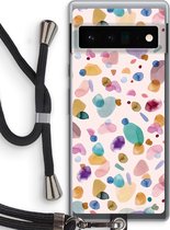 Case Company® - Coque Google Pixel 6 Pro avec cordon - Terrazzo Memphis - Protection de téléphone avec cordon Zwart - Protection de tous les côtés et sur la lunette de l'écran