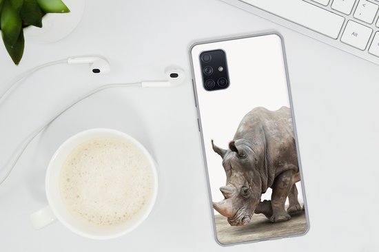Coque Samsung Galaxy A51 - Garçons - Enfants - Filles - Rhinocéros - Kids - Coque de téléphone en Siliconen