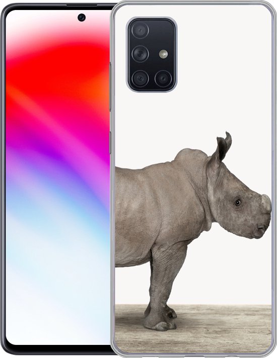 Coque Samsung Galaxy A51 - Bébé Rhinocéros - Doux - Enfants - Garçons - Filles - Kids - Coque de téléphone en Siliconen