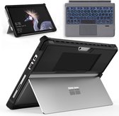 Toetsenbord & Tablet Hoes met schouderband geschikt voor Microsoft Surface Go / Go 2 / Go 3 - Bluetooth Toetsenbord met Verlichting en Touchpad - Zwart