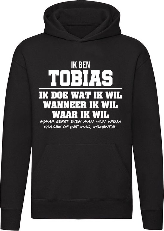 Tobias | verjaardagkado | verjaardag kado | cadeau | grappig | jarig | Unisex | Trui | Sweater | Hoodie | Capuchon | Zwart