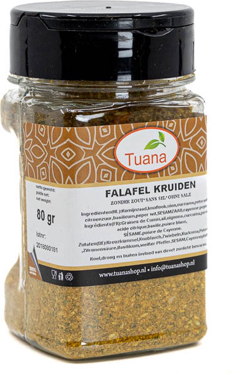 Goedkoopste Tuana Kruiden - Falafel Kruiden - Bakje 60 Gram - Kruiden Zonder Zout - KP0071