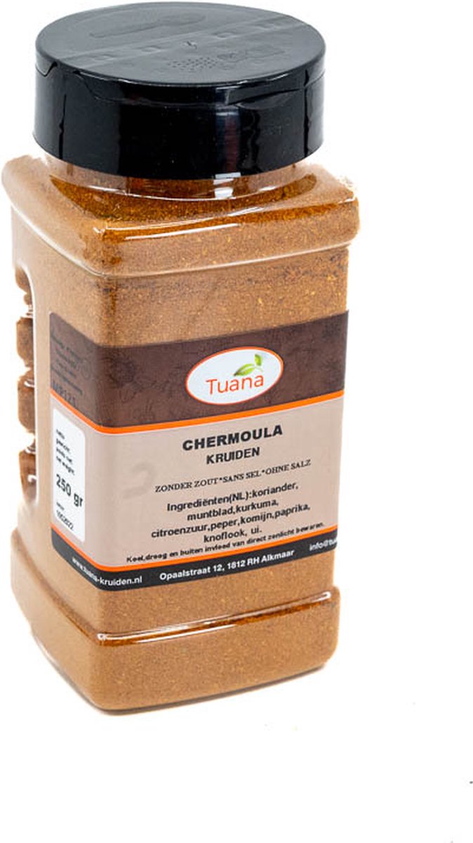 Goedkoopste Tuana Kruiden - Chermoula Kruiden - Strooibus 200 Gram - Kruiden Zonder Zout - MP-C-0008