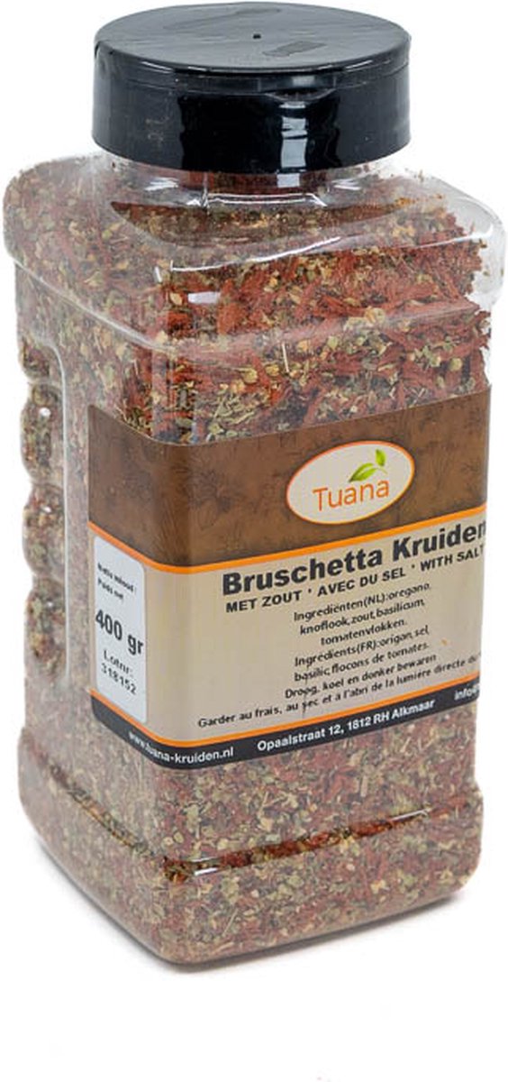 Goedkoopste Tuana Kruiden - Bruschetta Kruiden - Strooibus 350 Gram - Kruiden Zonder Zout - GP0033