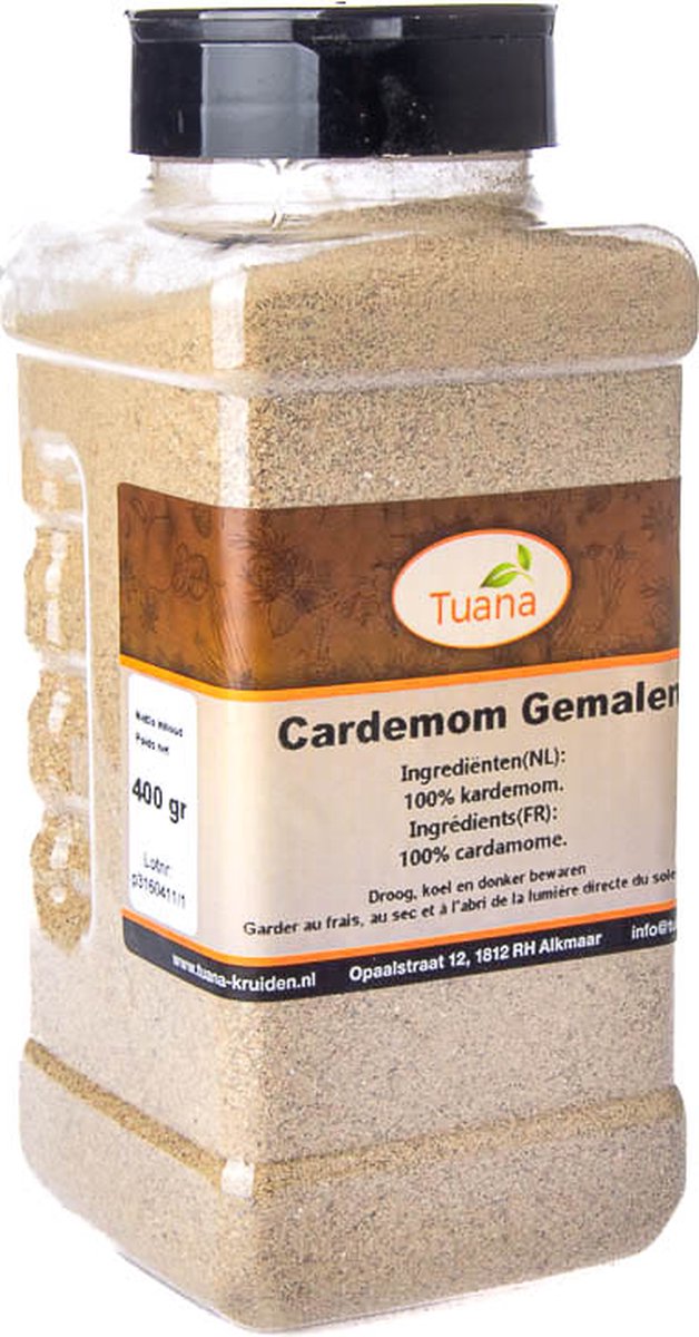Goedkoopste Tuana Kruiden - Kardemom Gemalen - Strooibus 400 Gram - Kruiden Zonder Zout - GP0038