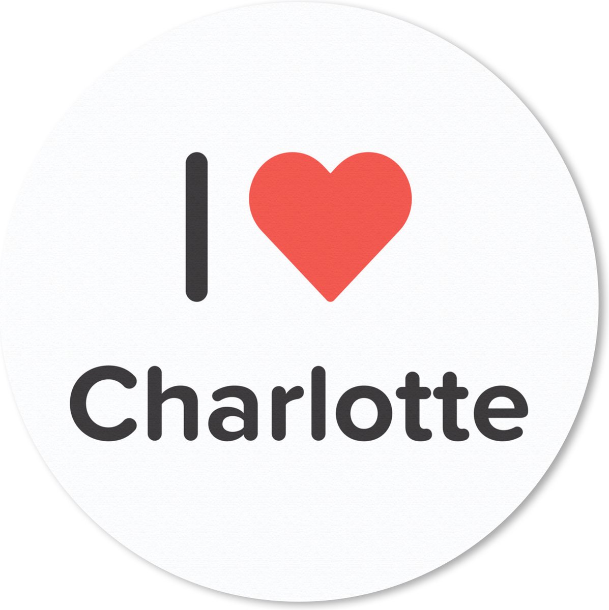 Muismat rond 20x20 cm - Mousepad I love - Charlotte - Meisje - Ronde muismatten