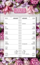 MGPcards - Omleg-weekkalender 2023 - Week begint op Zondag - Bloemen - Roze