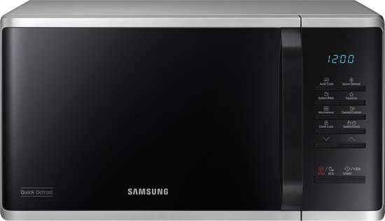 Samsung MS23K3513AS, Aanrecht, Solo-magnetron, 23 l, 800 W, Knoppen, Zwart, Zilver