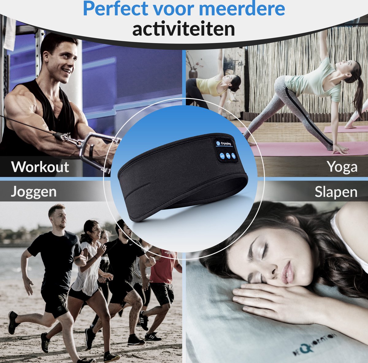Malony Slaapmasker Bluetooth - Slaaptrainer - Hoofdband - Oogmasker - Oplaadbaar - Uitwasbaar - Zwart — afbeelding 8