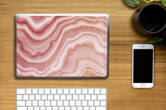 Sticker pour ordinateur portable - 11,6 pouces - Agate - Rose - Pierres - Cristal - 30x21cm - Autocollants pour ordinateur portable - Skin pour ordinateur portable - Housse