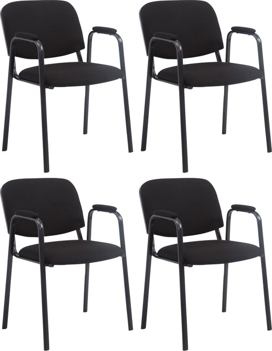 CLP Ken Pro Set van 4 Bezoekersstoelen - Stof zwart | bol.com