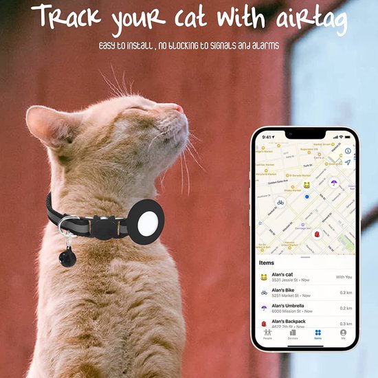 Collier pour chat Airtag - Réfléchissant - Airtag - Avec support