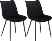 Eetkamerstoelen - 2 Stuks - Set van 2 - Zwart poten - Velvet bekleding - Stoelen - Eetkamerstoel - Zwart