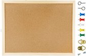 Kurk en Houten Prikbord - Kurkbord - 40cm x 30cm - Inclusief Schroeven en Punaises -  Met Eikenhouten Frame - Muur Montage Kurkbord Met Prikkers, Oogbouten en Schroeven