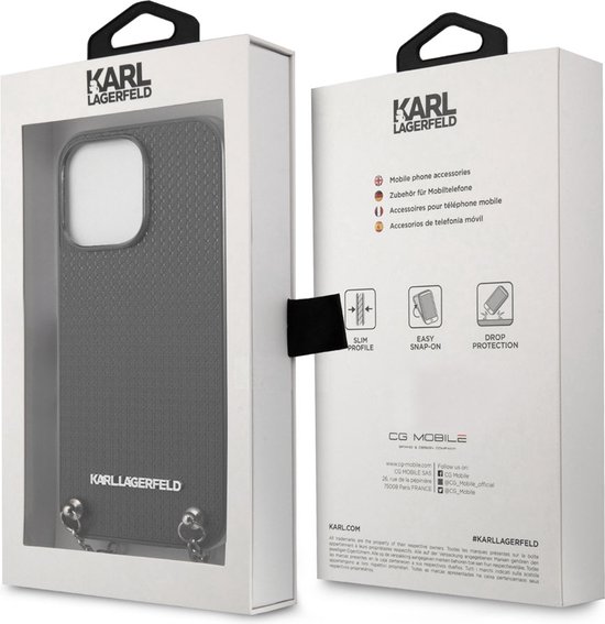 Coque arrière pour iPhone 13 Pro Max - Karl Lagerfeld - Zwart uni - Similicuir