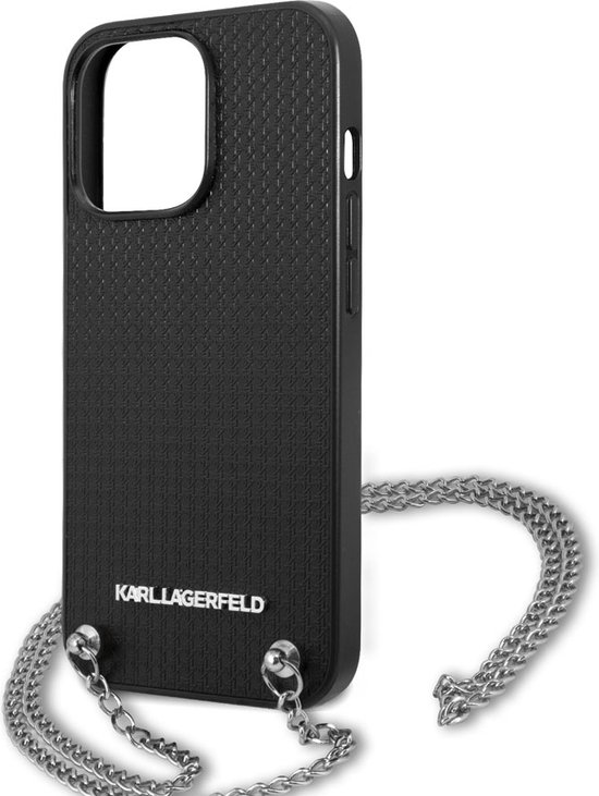 Coque arrière pour iPhone 13 Pro Max - Karl Lagerfeld - Zwart uni - Similicuir