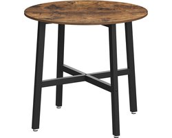 Eettafel klein, ronde keukentafel, voor woonkamer, kantoor, 80 x 75 cm (Ø x H) - vintage bruin-zwart - KDT080B01