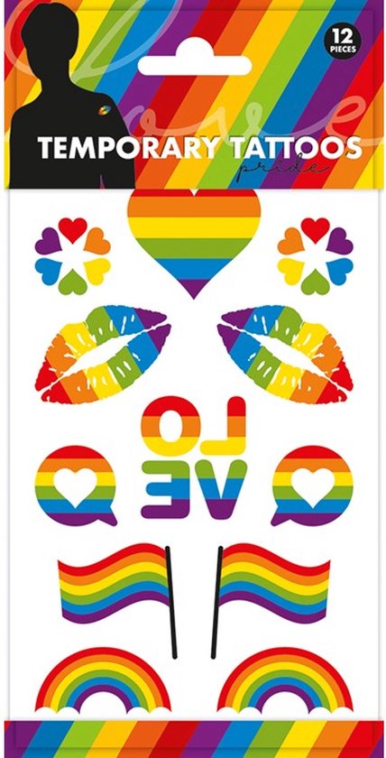 Afbeelding van Body Tattoo’s Rainbow – Neptattoo – Pride – Regenboog Tattoo | Tijdelijke Tatoeage | Pride Week – 12 stuks op vel. speelgoed
