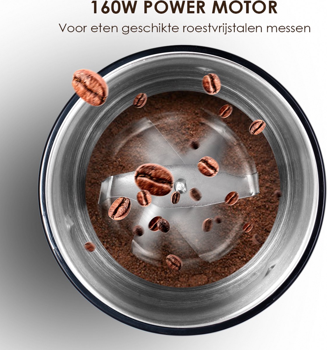 SOKANY Koffiemolen, elektrisch, elektrische koffiemolen, roestvrij staal, met 2 maalinstellingen, koffiemolen, 300 g grote capaciteit, kruidenmolen voor koffiebonen, kruiden, noten, granen SOKANY Koffiemolen, elektrisch, elektrische koffiemolen, roestvrij staal, met 2 maalinstellingen, koffiemolen, 300 g grote capaciteit, kruidenmolen voor koffiebonen, kruiden, noten, granen