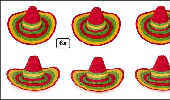 6x Sombrero Carnaval multicolor - mexico mexicaan thema party hoed... bol.com