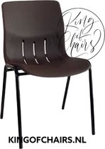King of Chairs model KoC Denver bruin met zwart onderstel. Kantinestoel stapelstoel kuipstoel vergaderstoel tuinstoel kantine stoel stapel stoel tuin stoel  kantinestoelen stapelstoelen kuipstoelen stapelbare keukenstoel Napels eetkamerstoel