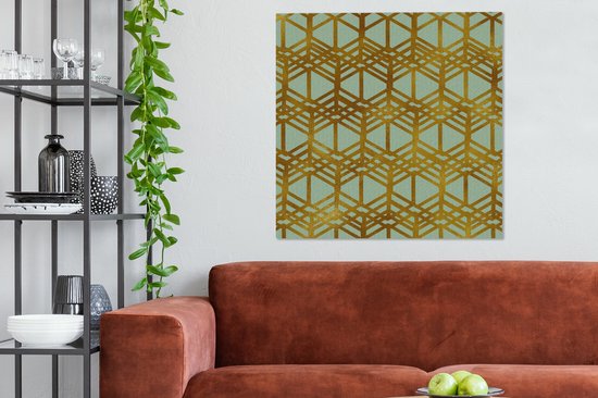 Canvas Schilderij Luxe - Goud - Patronen - 90x90 cm - Wanddecoratie