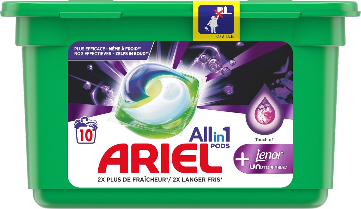 Ariel All-in-1 Pods - Lessive Liquide En Capsules - +Touche De Lenor  Unstoppables 