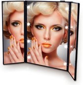 Makeup Spiegel - LED Verlichting - make-up spiegel -  Vergrootspiegel - draagbaar-  costmetica-  8 LED's Zwart