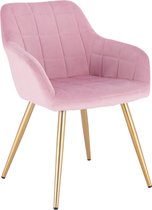 Luxe Eetkamerstoel | Gouden poten | Fluwelen bekleding | Stoelen | Fauteuil | Eetkamerstoelen | Roze