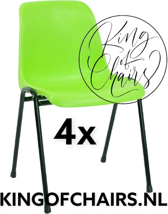 King of Chairs -set van 4- model KoC Daniëlle limegroen met zwart onderstel. Stapelstoel kantinestoel kuipstoel vergaderstoel tuinstoel kantine stoel stapel stoel kantinestoelen stapelstoelen kuipstoelen De Valk 3360 keukenstoel bistro eetkamerstoel