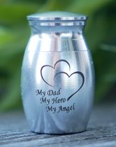 Mini urn - Zilver - Met tekst 'Dad' - Papa - Urn voor as - (Urn)