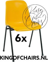 King of Chairs -set van 6- model KoC Daniëlle okergeel met zwart onderstel. Kantinestoel stapelstoel kuipstoel vergaderstoel tuinstoel kantine stapel stoel kantinestoelen stapelstoelen kuipstoelen De Valk 3360 keukenstoel schoolstoel eetkamerstoel