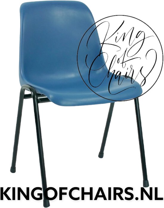 King of Chairs model KoC Daniëlle blauw met zwart onderstel. Stapelstoel kantinestoel kuipstoel vergaderstoel tuinstoel kantine stoel stapel stoel kantinestoelen stapelstoelen kuipstoelen De Valk 3360 keukenstoel bistro eetkamerstoel