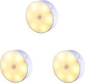 3 Stuks - Draadloze ledlamp – Met Bewegingssensor – Draadloze wandlamp – Draadloze ledspot – Op Batterij – Dimbaar – met Magneet