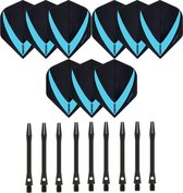 3 sets (9 stuks) Super Sterke – Aqua - Vista-X – dart flights – inclusief 3 sets (9 stuks) - medium - Aluminium - zwart - dart shafts