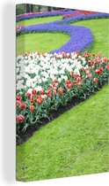 Parterres de fleurs dans le Keukenhof en Holland méridionale 40x60 cm - Tirage photo sur toile (Décoration murale salon / chambre) / Peintures Fleurs sur toile