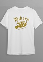 Race Bike | Bikershirt | Wit T-shirt | Goude opdruk | XL